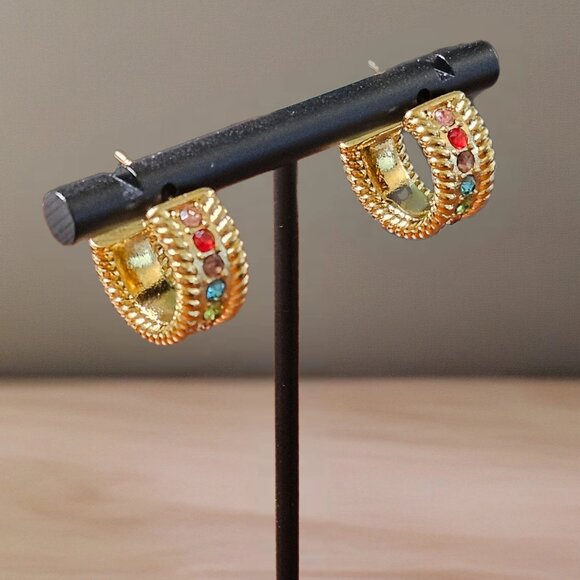 Prismatic Enigma Gold-Plated Hoop Earrings - Picture 3 of 8